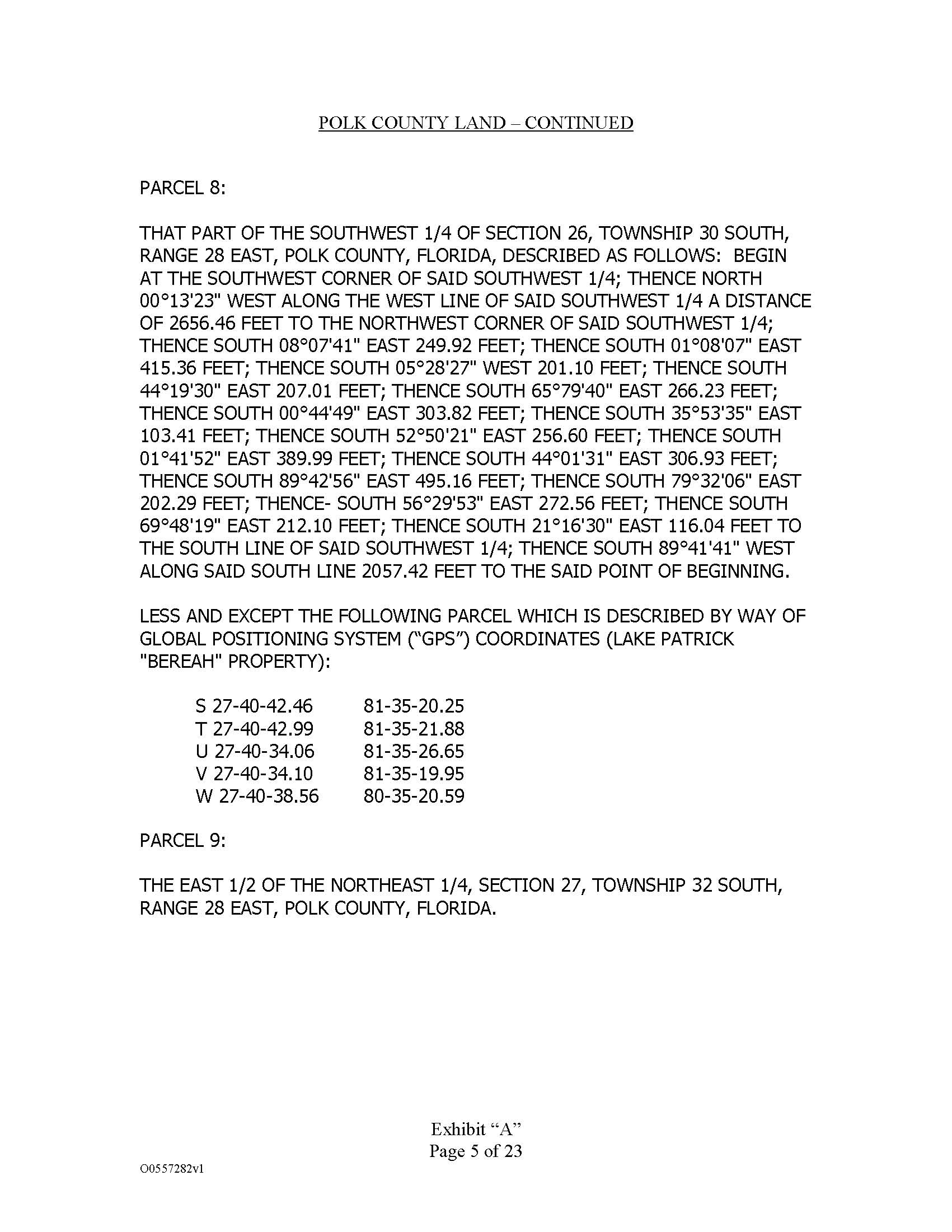 Page 5 of Exhibit A Legal Description of Collateral